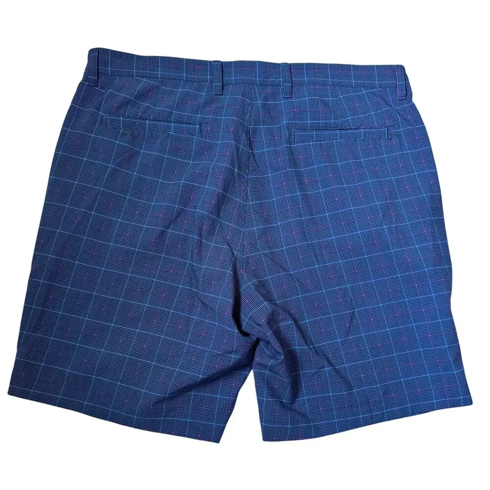 Jack Nicklaus Men's Golf Shorts Size 36 Plaid Navy Purple Pink Flat Front